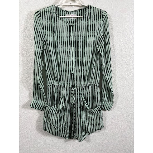 A.L.C. Dresses & Skirts - A.L.C. 100% Silk Mint Green Striped Mini Dress Long Sleeve XS‎ 6803PE